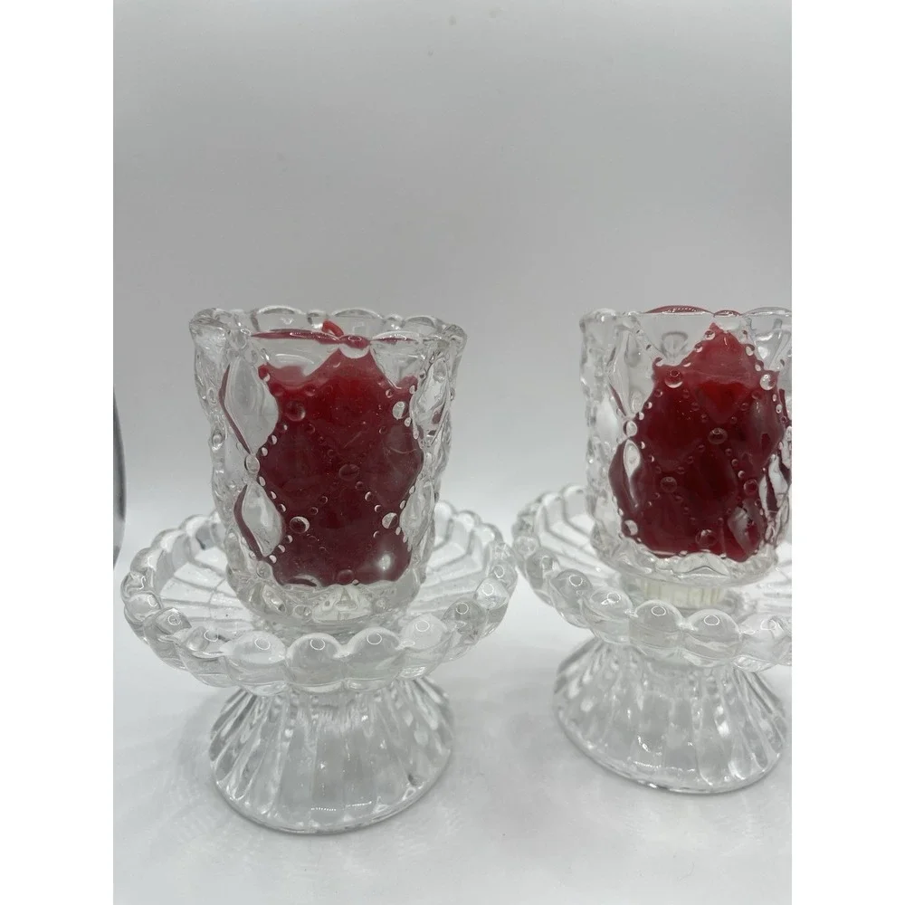 SET OF 2 CRYSTAL VOTIVE CANDLEHOLDERS‎ FOOTED